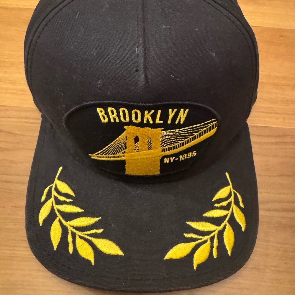 Brooklyn hat company Captain A-frame canvas stop back hat black gold
